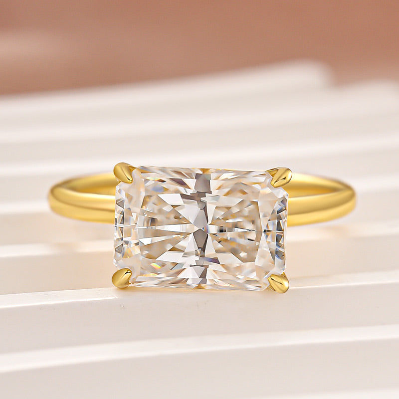 Moissanite 3.5 Carat Radiant Cut Solitaire Engagement Ring In Sterling Silver - louilyjewelry