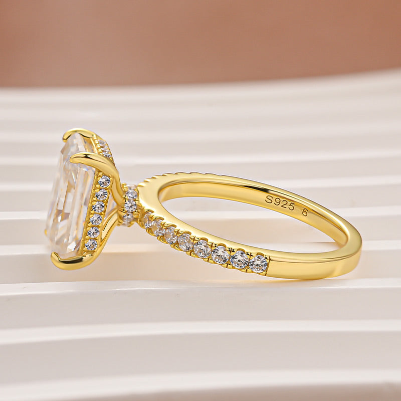 Louily Romantic Moissanite 3.5Ct Radiant Cut Engagement Ring in Sterling Silver