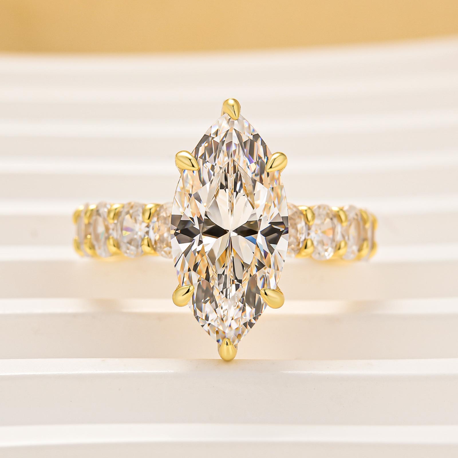 4.0Ct Marquise Cut Side Stone Engagement Ring Travel Ring In Sterling Silver - louilyjewelry