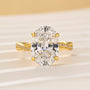 S925 4.5Ct Oval Cut Twist Yellow Gold Engagement Ring For Woman - louilyjewelry