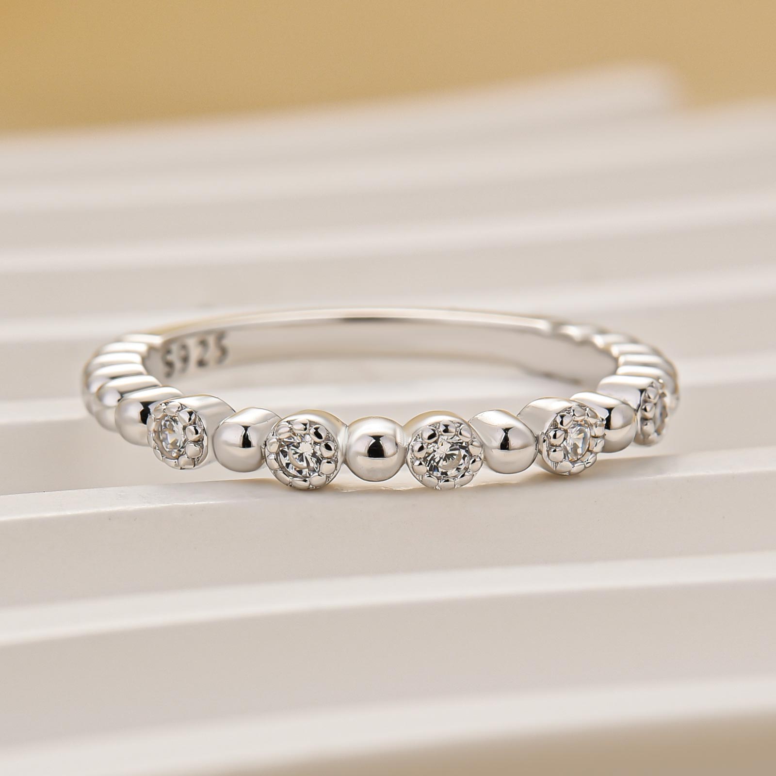 Louily Classic Round Cut Wedding Band For Women In Sterling Silver - louilyjewelry