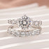 Moissanite 2PC 2.0Ct Round Cut Half Eternity Engagement Ring With Round Cut Wedding Band Wedding Ring Set - louilyjewelry