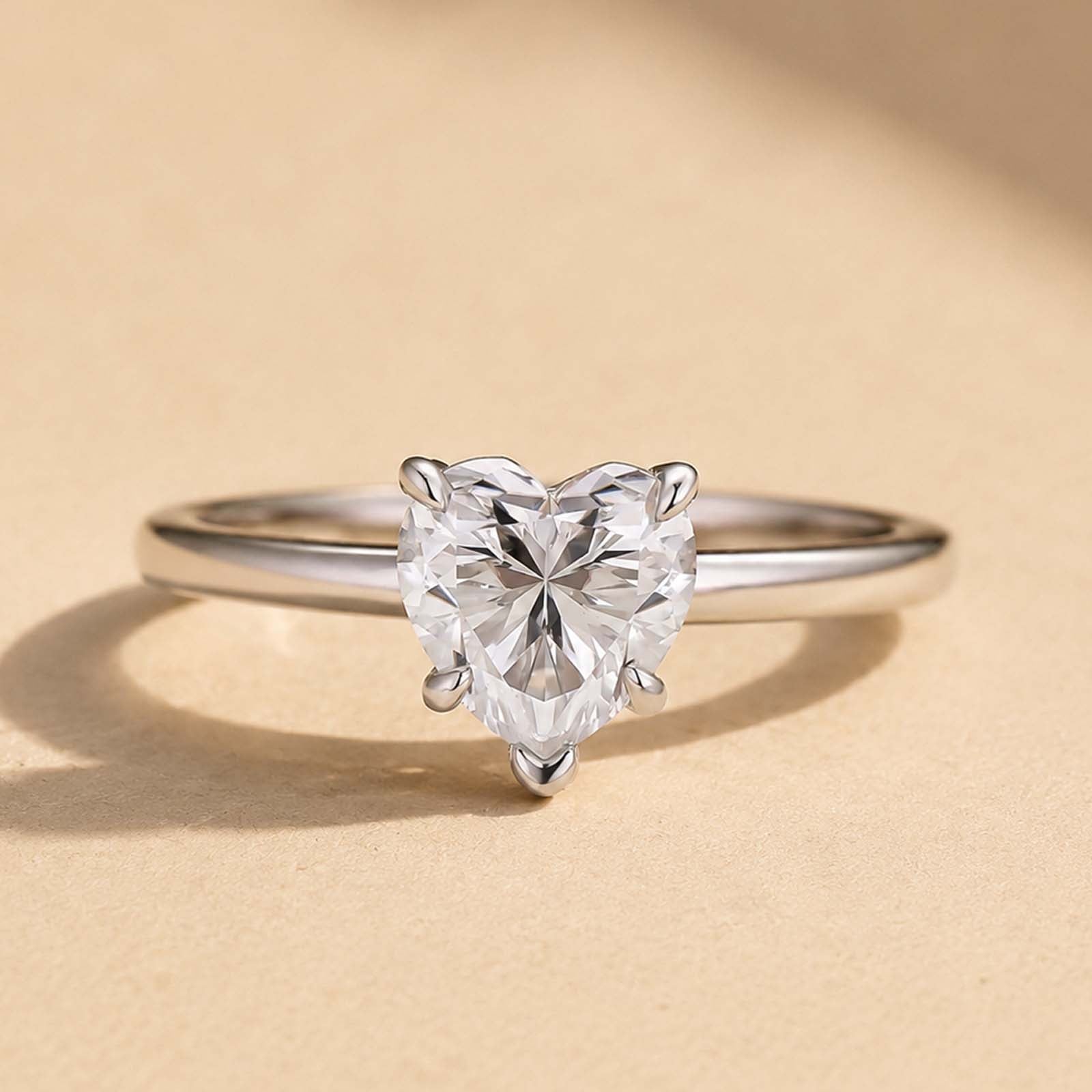 S925 Moissanite 1.0Ct Heart Cut Promise Ring Everyday Wearable Ring For Exquisite Birthday Gift