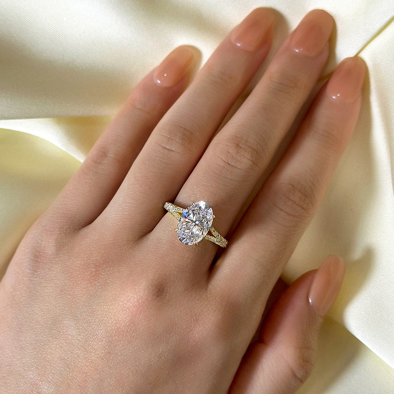 Louily Classic Oval Cut Split Shank Engagement Ring For Women In Sterling Silver - louilyjewelry