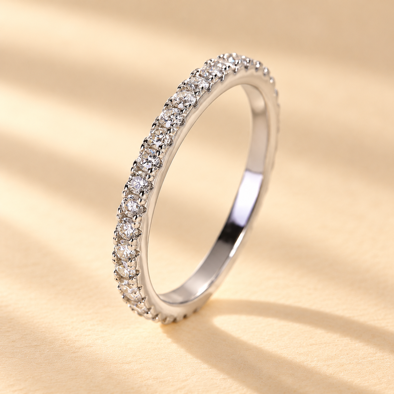 Moissanite 0.5Ct Full Eternity Thin Wedding Band Travel Ring For Everyday Wear