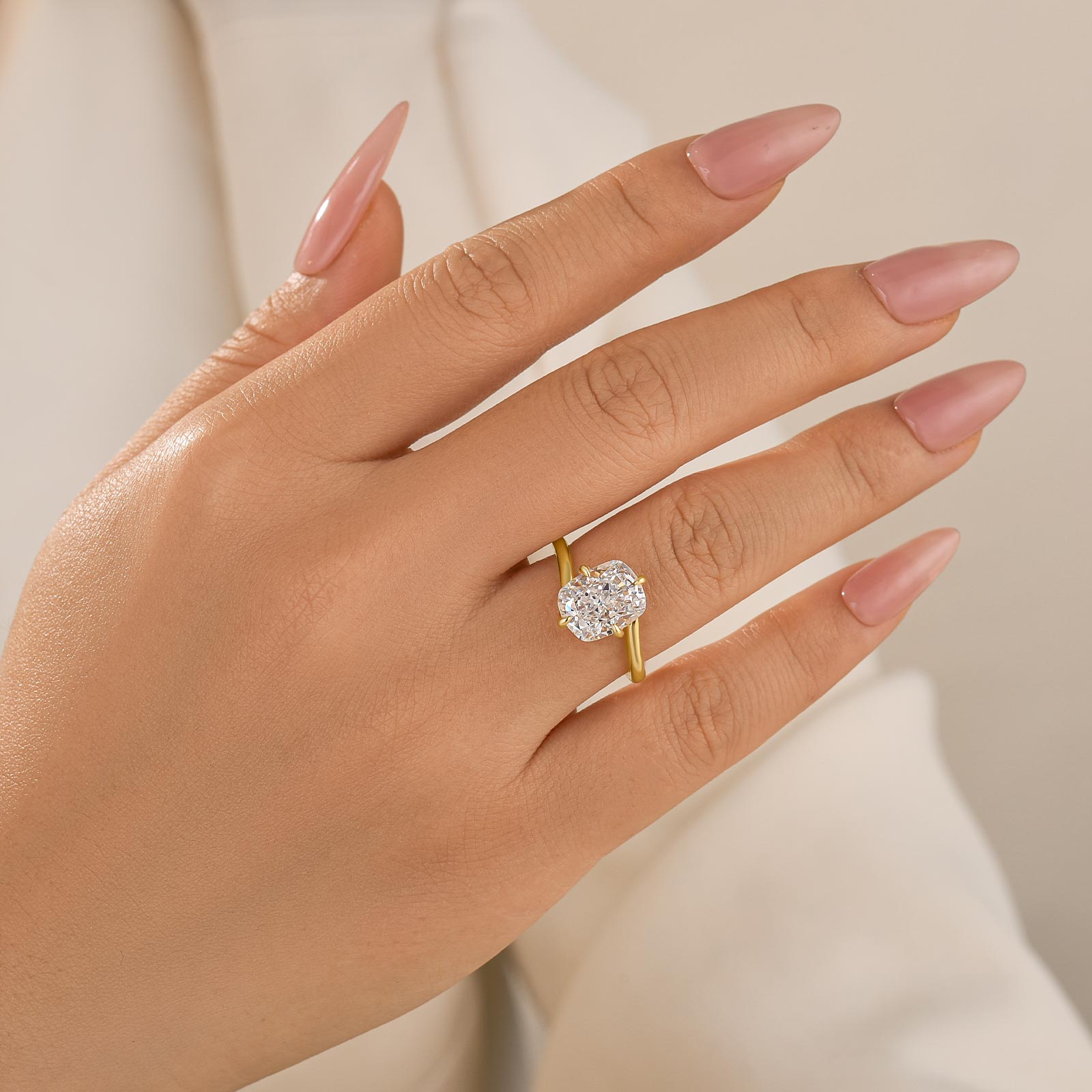 4.0Ct Cushion Cut Solitaire Engagement Ring In Sterling Silver