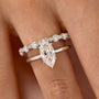 S925 Moissanite 2.0Ct Marquise Cut Hidden Halo Engagement Ring & 1.5Ct Band Bridal Ring Sets