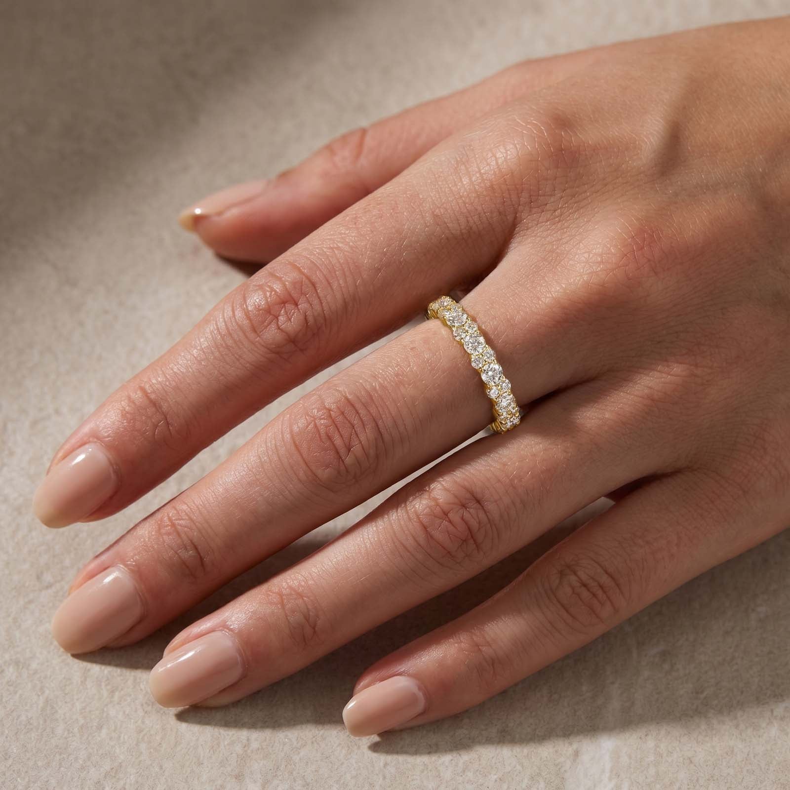 S925 Moissanite 2.5 Ct Round Cut Full Wedding Band Stackable Everyday Wearable Ring for Women