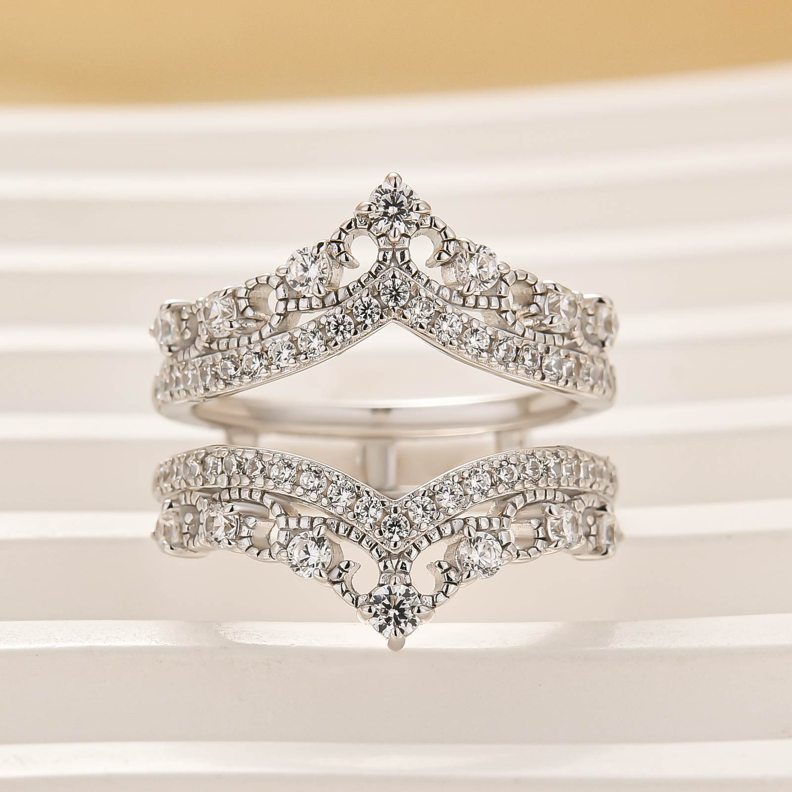 0.8Ct Crown-Shaped Insert Wedding Band Engagement Ring Enhancer