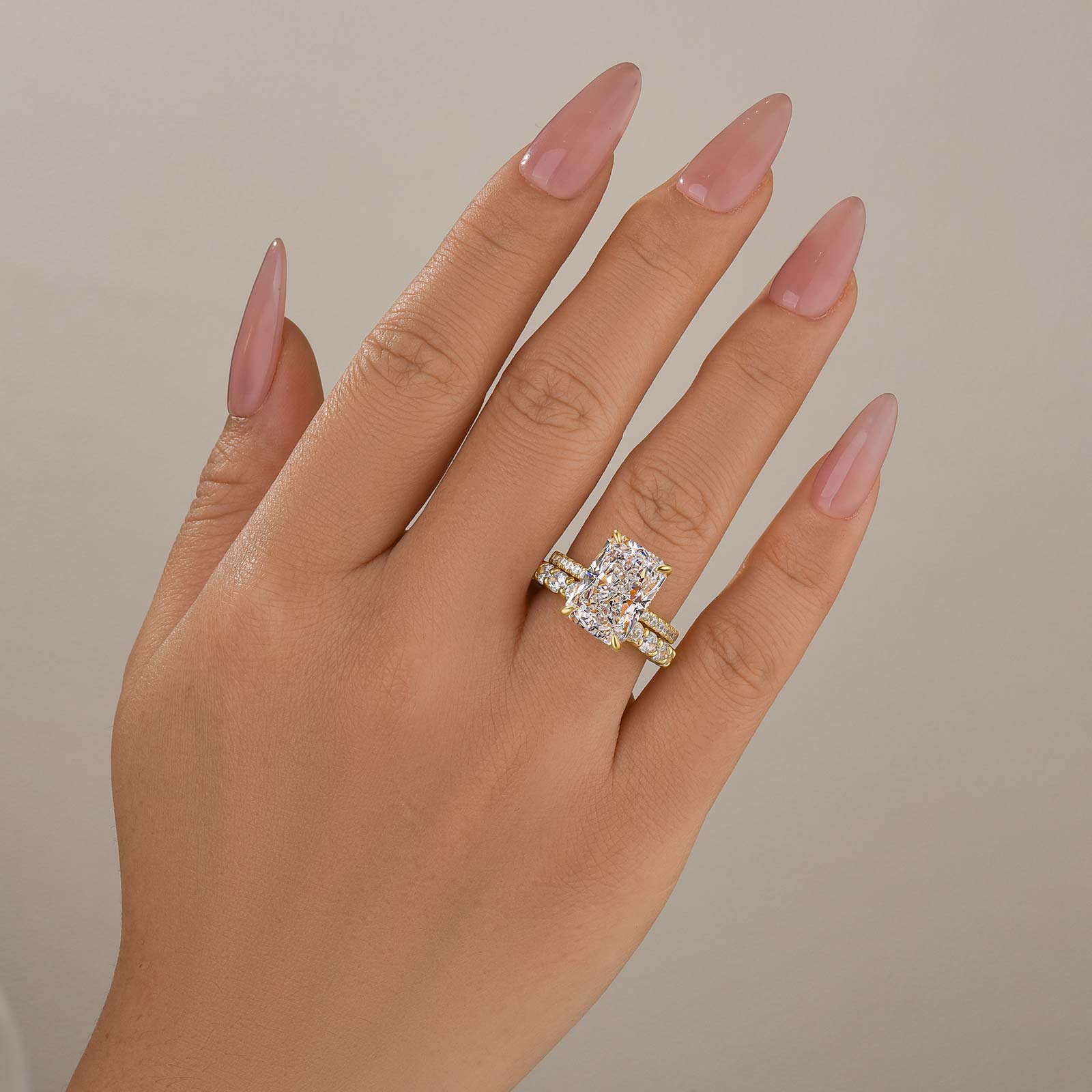 2PC Wedding Ring Set 7.0 Carat Radiant Cut Engagement Ring With Round Cut Wedding Band In Sterling Silver