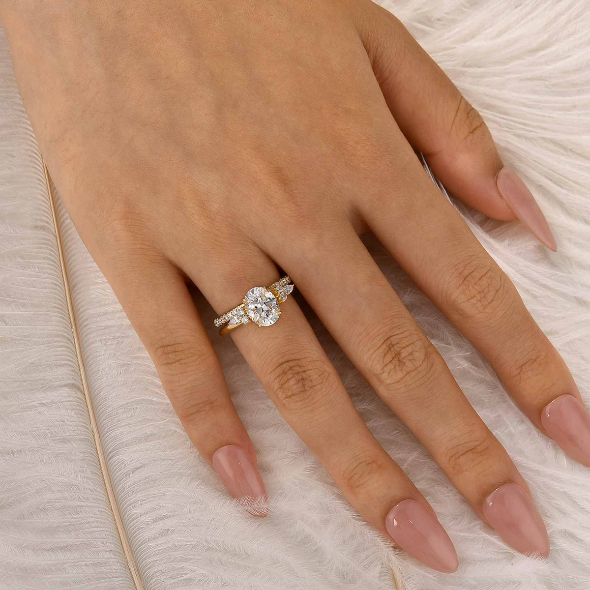 S925 2.0Ct Oval Cut Hidden Halo 2PC Stackable Enhancer Ring Sets in Sterling Silver