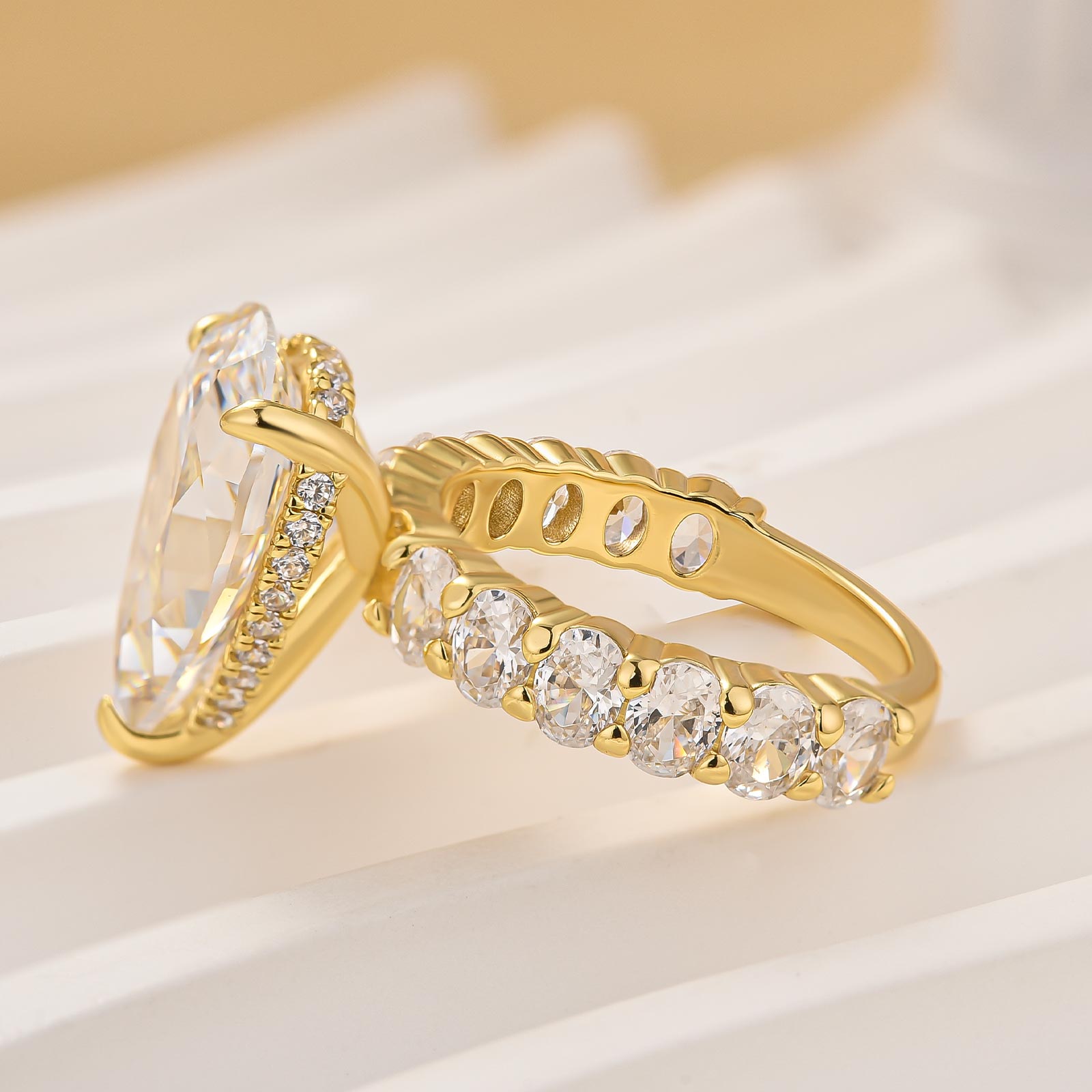 Luxe 5.0Ct Pear Cut Engagement Ring Travel Ring In Sterling Silver - louilyjewelry