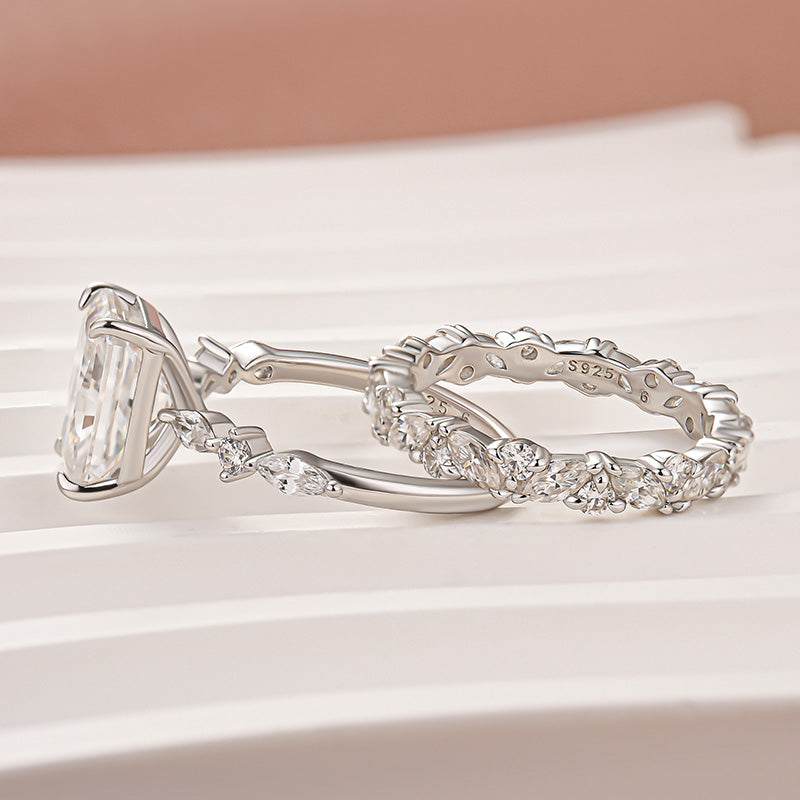 Louily Moissanite 3.5 Carat Radiant Cut Engagement Ring In Sterling Silver