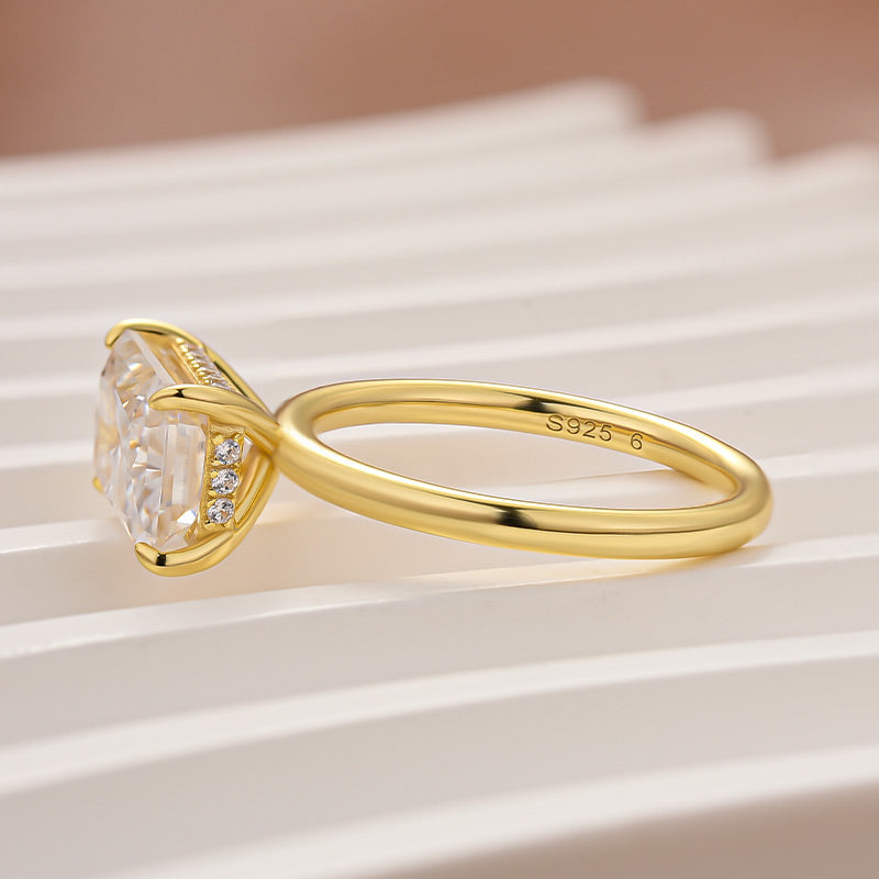 Moissanite 3.5 Carat Radiant Cut Solitaire Engagement Ring In Sterling Silver - louilyjewelry