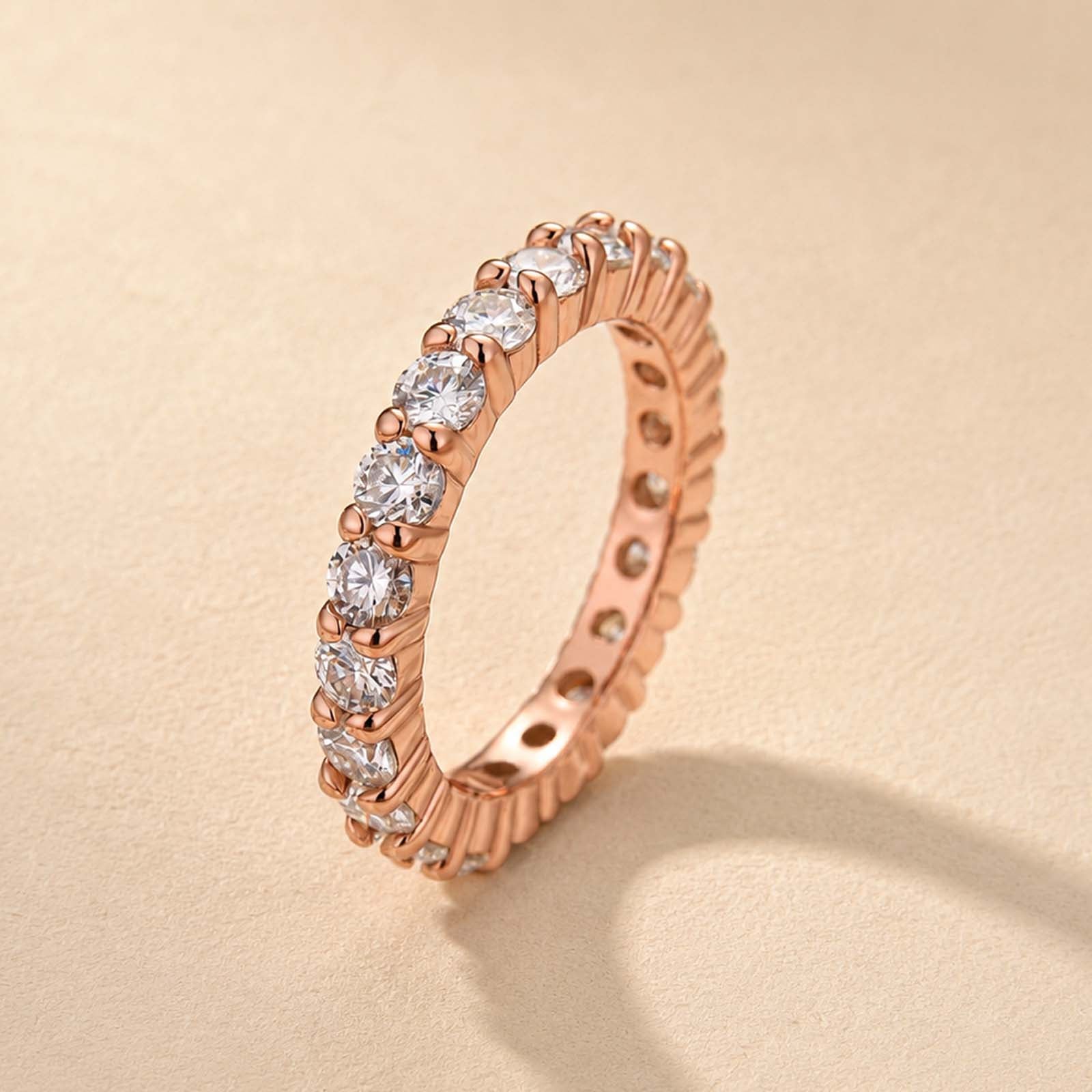 S925 Moissanite 2.5 Ct Round Cut Eternity Women's Wedding Band Everyday Wearable Ring