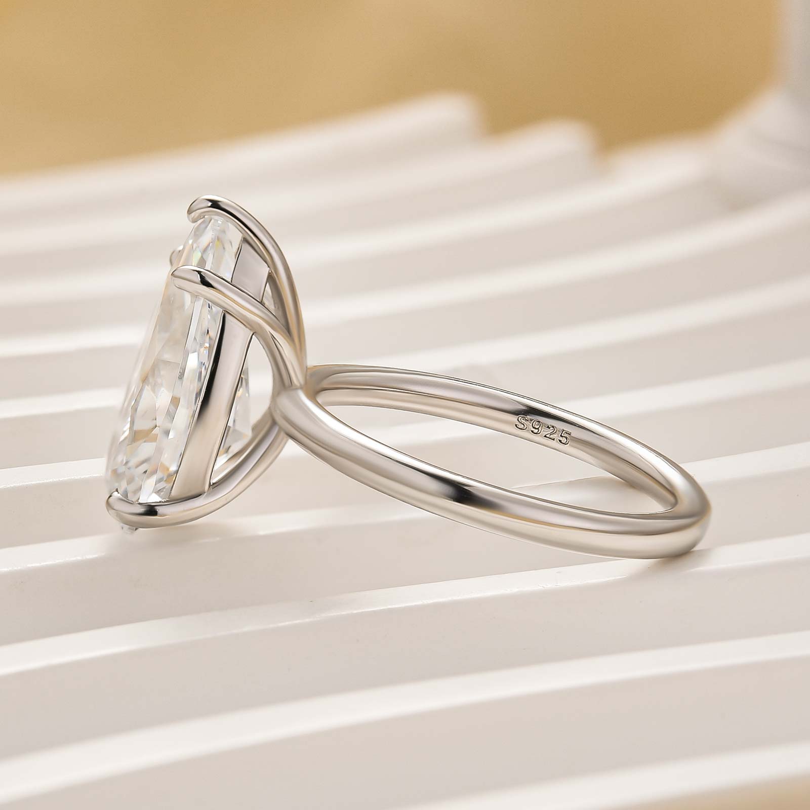 S925 Classic 2.5~4.5 Carat Pear Cut Engagement Ring In Sterling Silver Everyday Wearable Ring