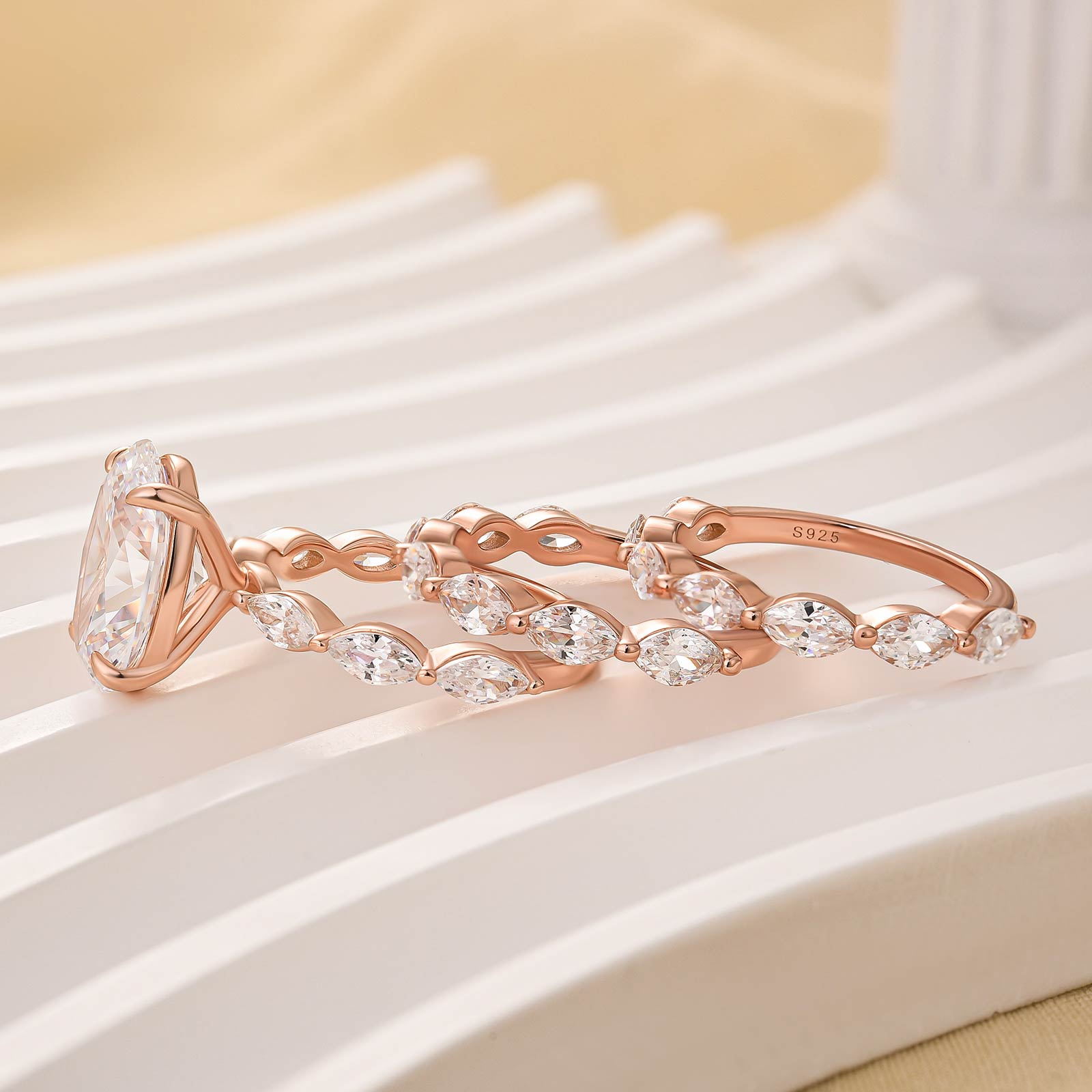 Louily Unique 4.5Ct Oval&Marquise Cut 3PC Wedding Ring Set In Sterling Silver - louilyjewelry