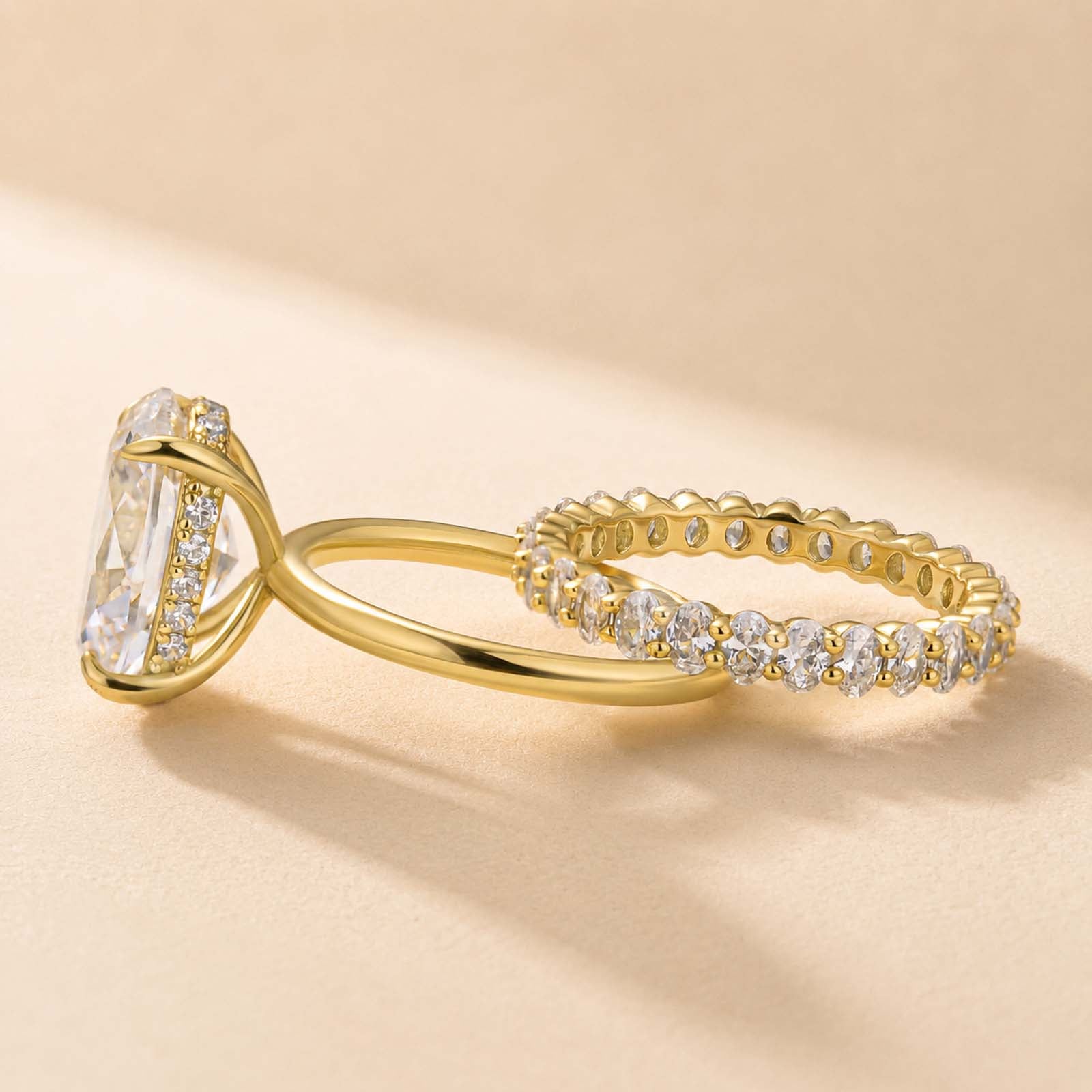 S925 4.5Ct Luxury Oval Cut 2PC Wedding Ring Set In Sterling Silver Stackable Rings For Everyday Wear