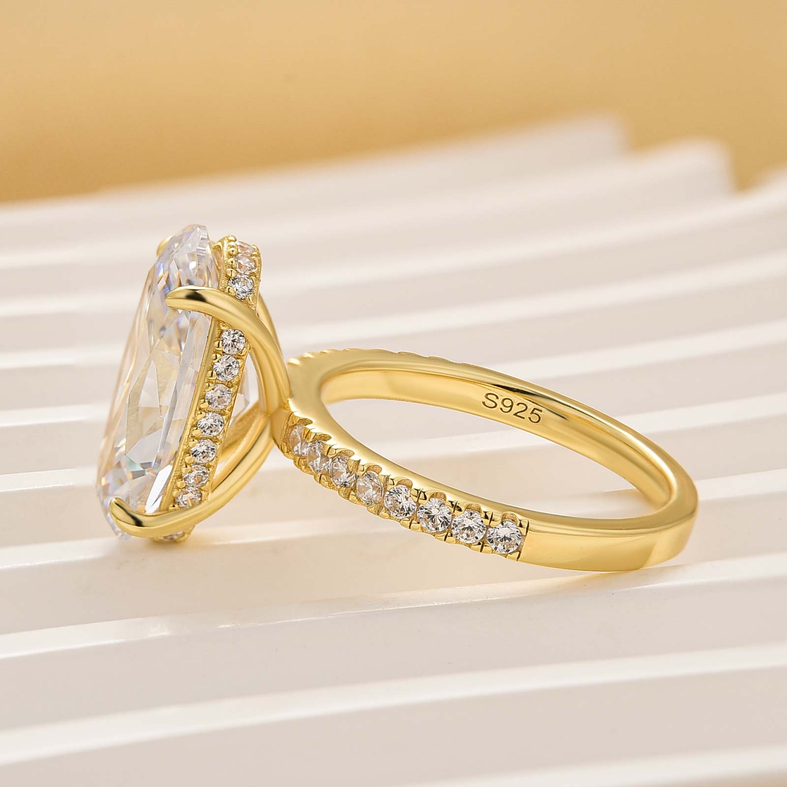 5.0Ct Oval Cut Hidden Halo Engagement Ring In Sterling Silver - louilyjewelry