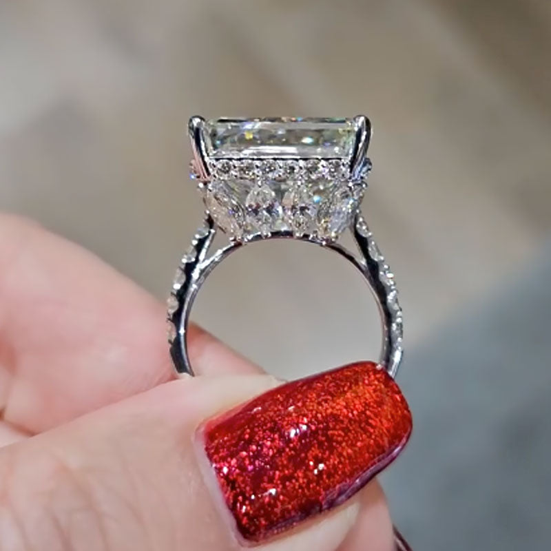 Louily Timeless Radiant Cut Engagement Ring In Sterling Silver - louilyjewelry