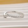 S925 Round Cut White Gold Curved Wedding Band For Woman - louilyjewelry