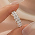 Louily Half Oval Cut Simulated Diamond Wedding Band In Sterling Silver - louilyjewelry