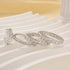 Sterling silver cushion halo ring set side view