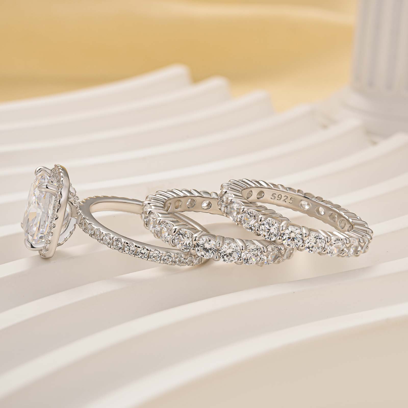 Louily Gorgeous Halo Cushion Cut Women's Wedding Set In Sterling Silver - louilyjewelry