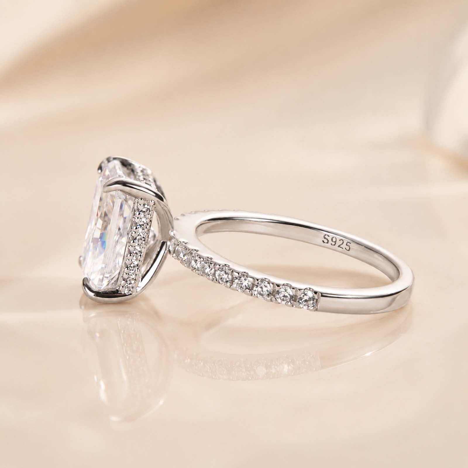S925 Moissanite 1.0 Carat /2.0 Carat /3.5 Carat Radiant Cut Engagement Ring Travel Ring For Everyday Wear