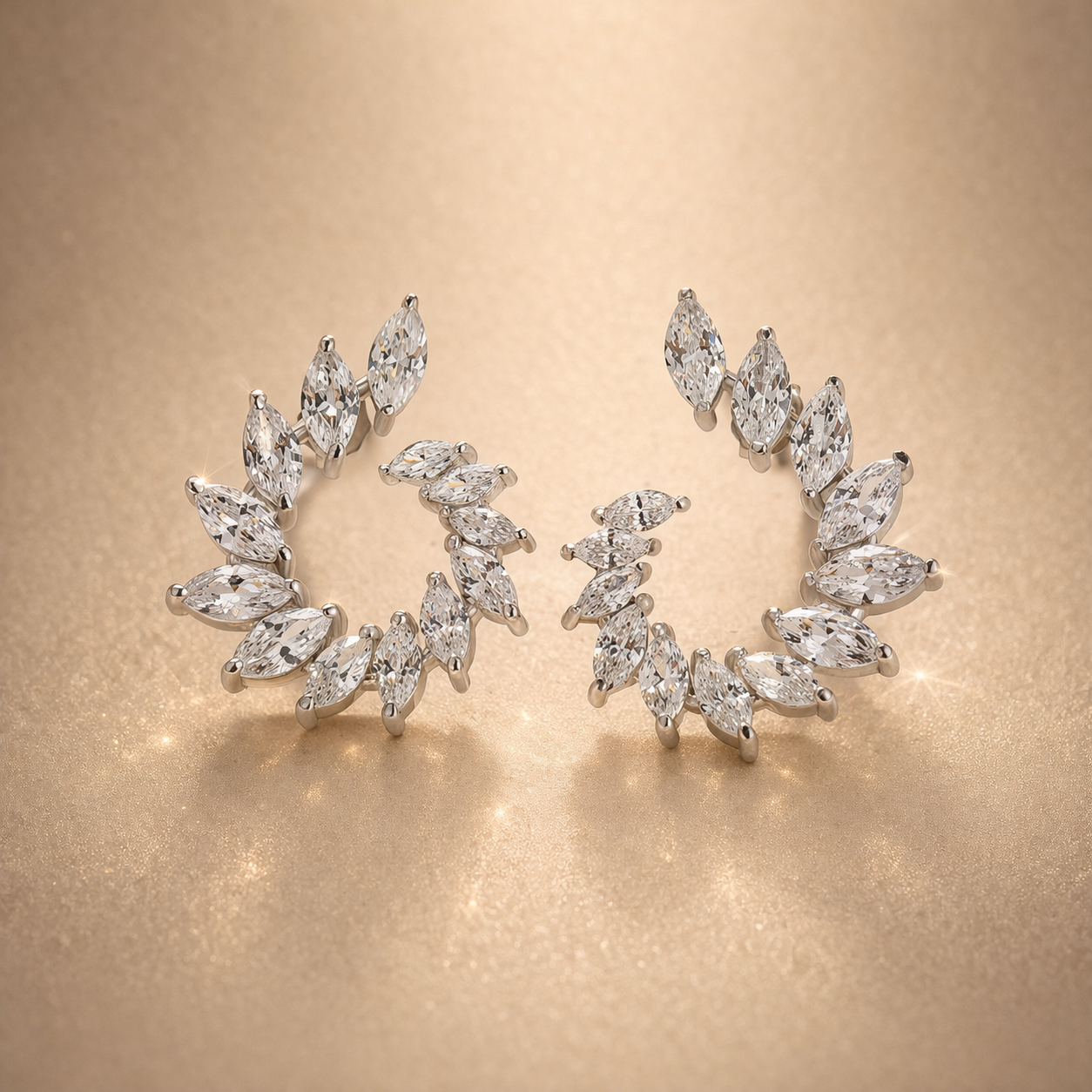 S925 5.8Ct Marquise Cut Leaf Hoop Earrings In Sterling Silver For Everyday Wear