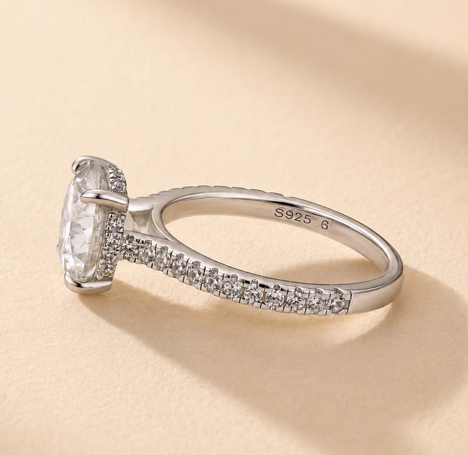 S925 Moissanite 4.0/3.0 Carat Round Cut Engagement Ring Stackable Ring For Women Everyday Wear