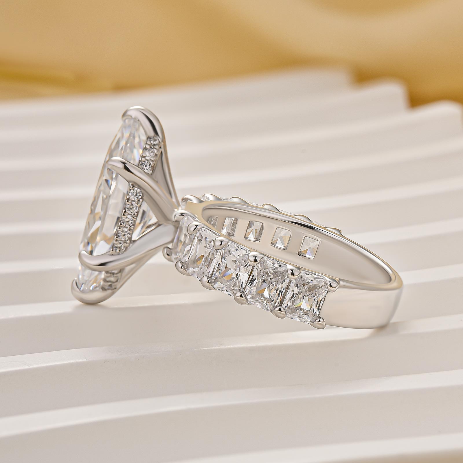 4.0Ct Marquise Cut Side Stone Engagement Ring Travel Ring In Sterling Silver - louilyjewelry