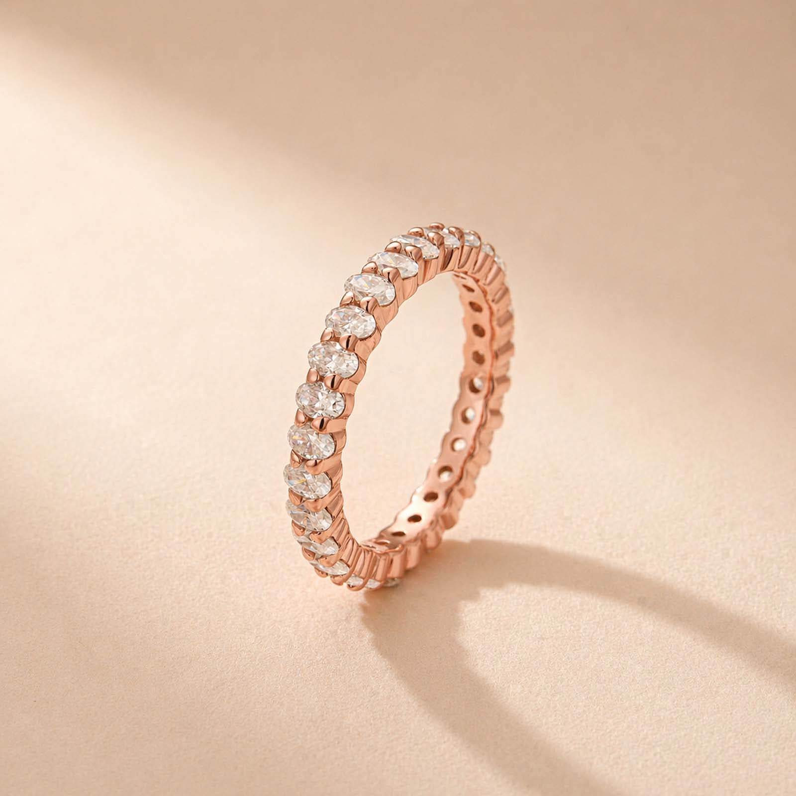 S925 Moissanite 3.0 Ct Oval Cut Stackable Ring Full Eternity Wedding Band for Women