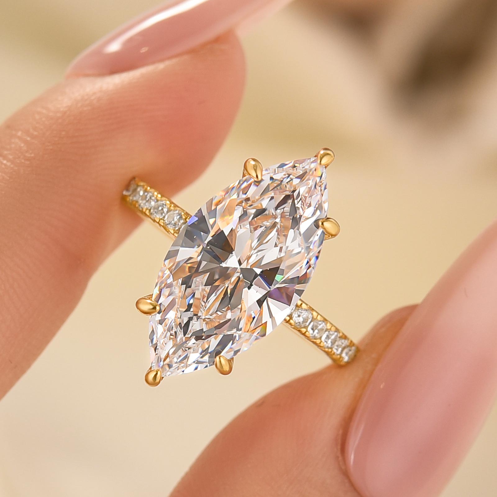 6.0Ct Marquise Cut Engagement Ring Travel Ring For Her In Sterling Silver