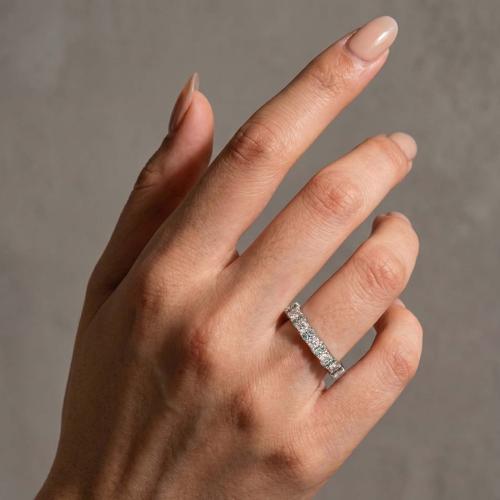 S925 Moissanite 2.5 Ct Round Cut Full Wedding Band Stackable Everyday Wearable Ring for Women