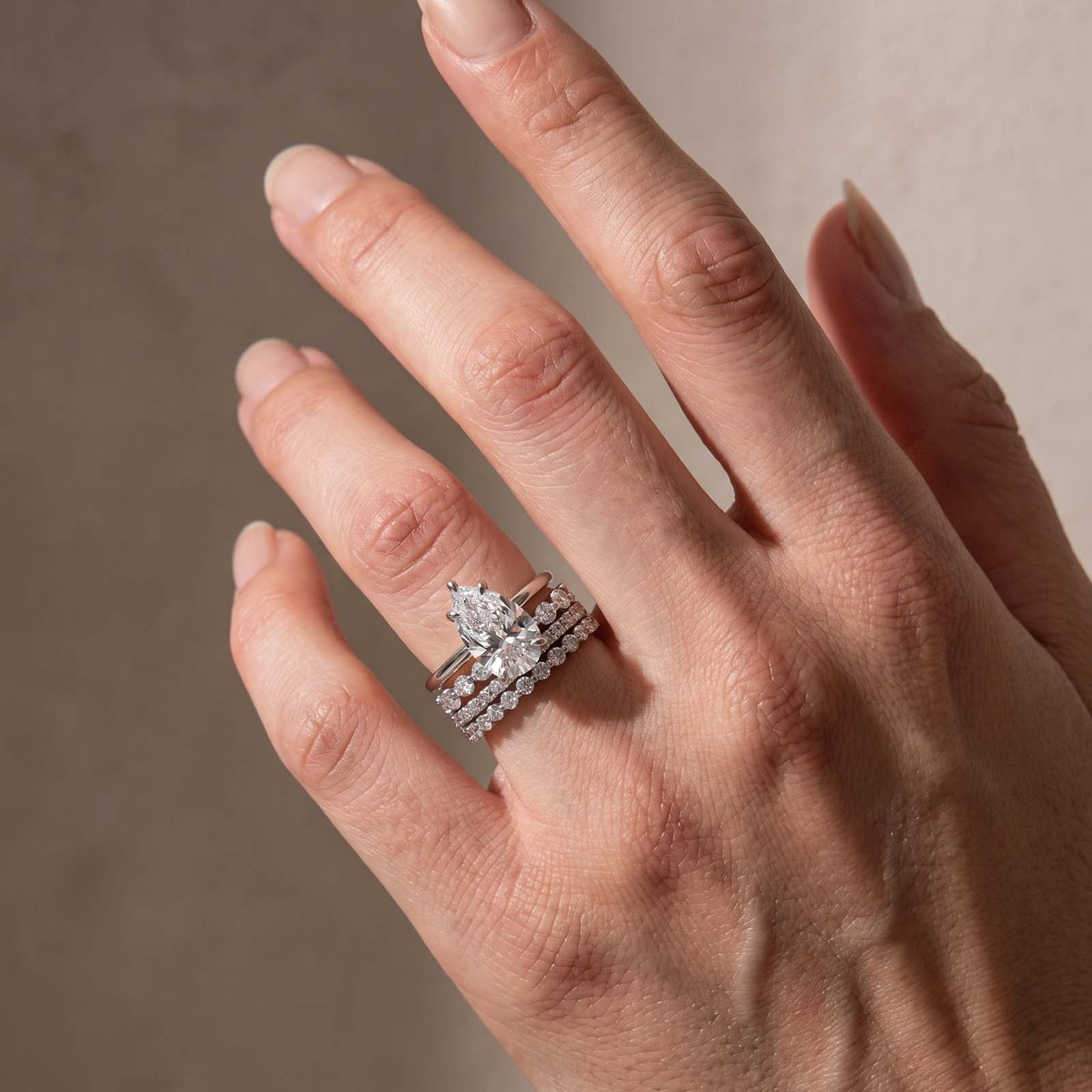 S925 4.0 Ct Pear Cut Engagement Ring & Full Eternity Wedding Band 4PC Women's Ring Sets For Everyday