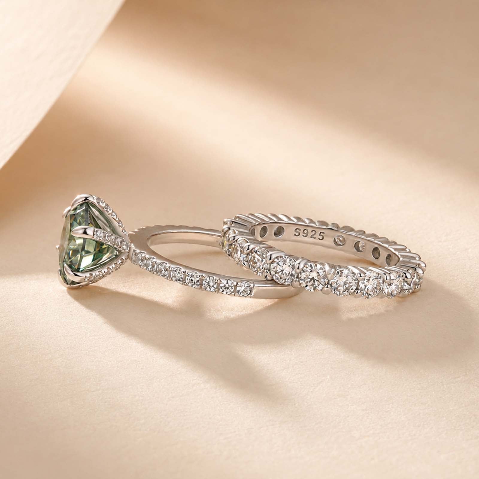 S925 Moissanite 3.0Ct Round Cut Women's Engagement Ring/Wedding Set For Everyday Wear