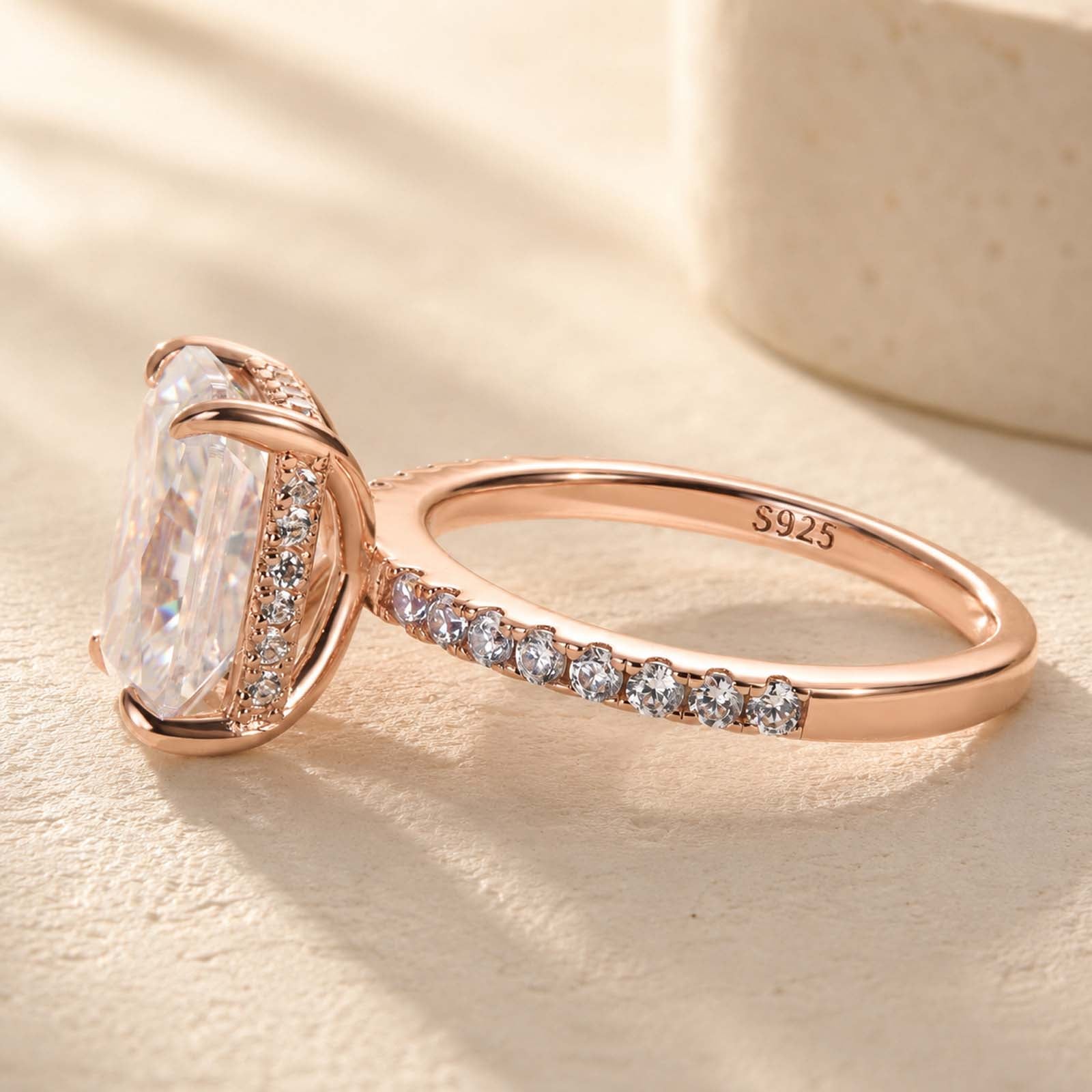 S925 3.5Ct Elegant Radiant Cut Engagement Ring In Sterling Silver Everyday Wearable Ring For Women