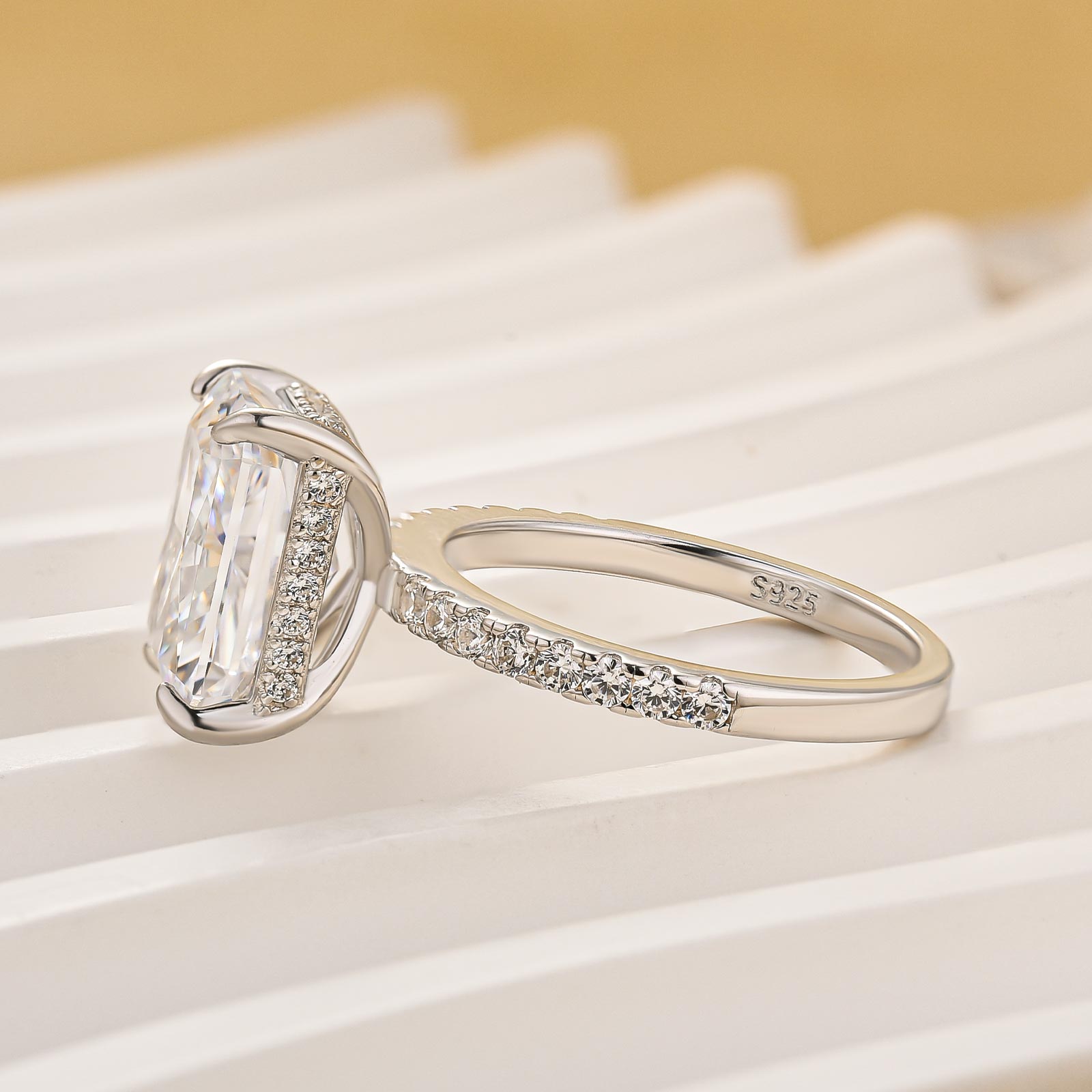 4.0Ct Radiant Cut Engagement Ring For Women In Sterling Silver