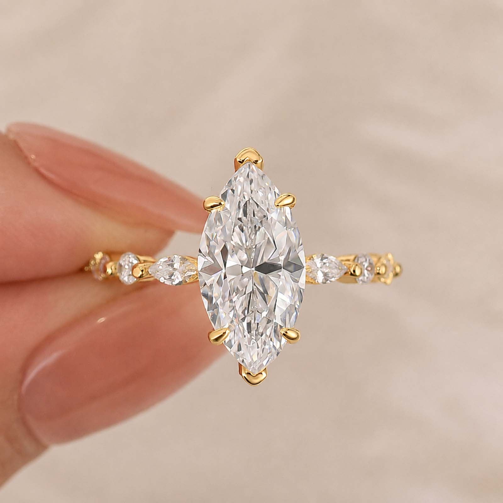 S925 3.0Ct Marquise Cut Engagement Ring Travel Ring Everyday Wearable Ring In Sterling Silver