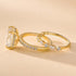 Side view of radiant cut ring with matching stackable band