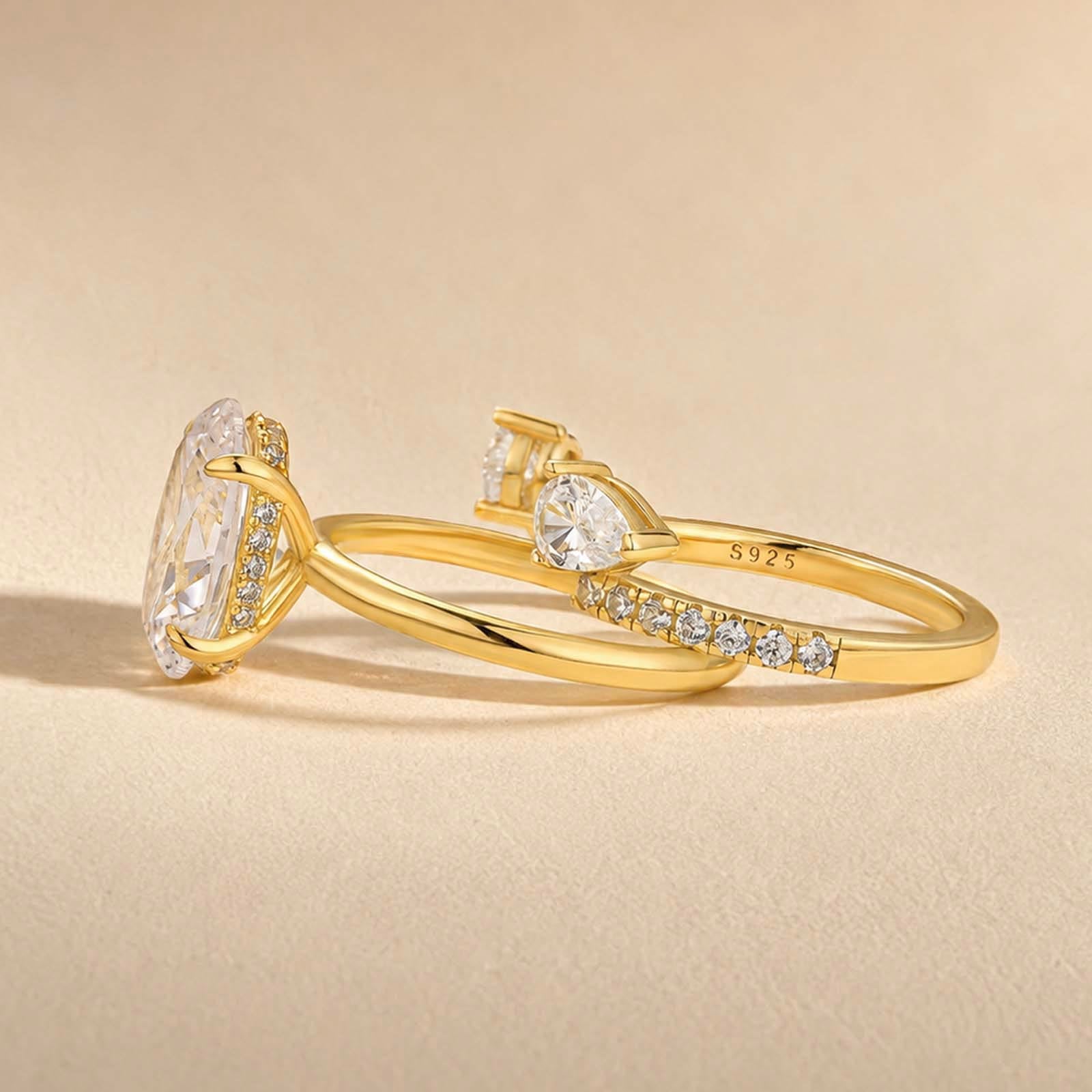 S925 Unique 4.0Ct Oval Cut Insert Wedding Ring Set For Women In Sterling Silver