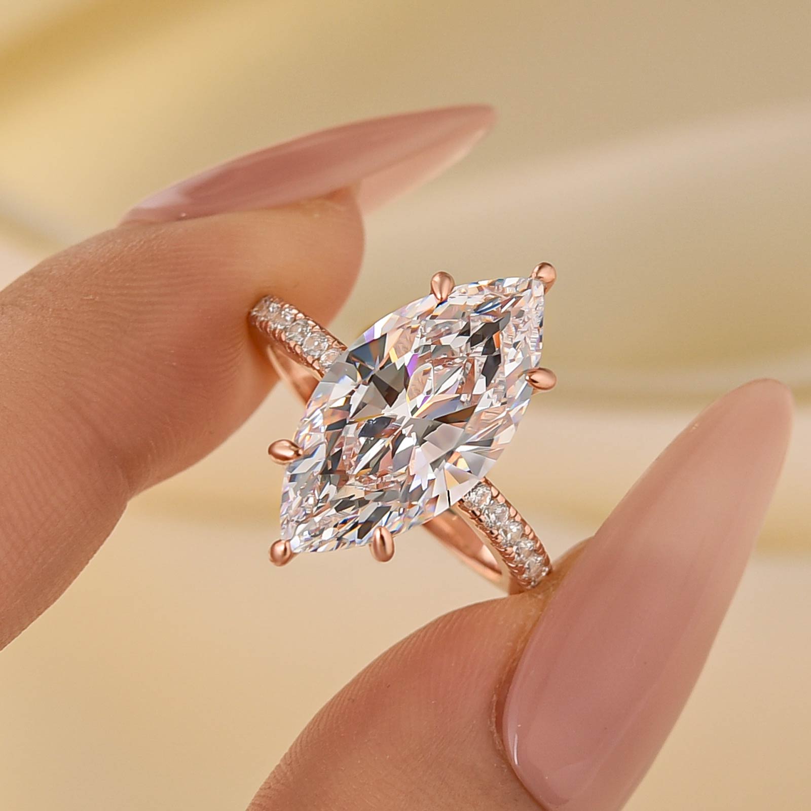 6.0Ct Marquise Cut Engagement Ring Travel Ring For Her In Sterling Silver