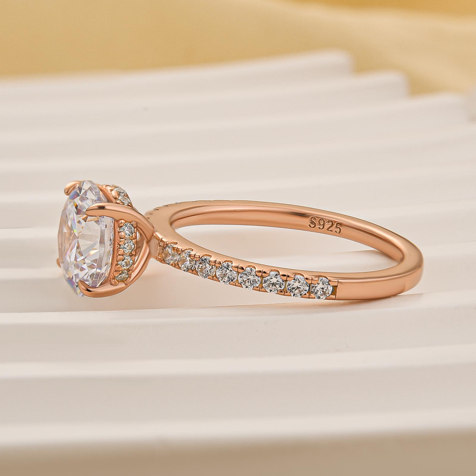 Louily Classic Round Cut Engagement Ring In Sterling Silver