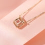 Louily Elegant Halo Cushion Cut Pink Stone Pendant Necklace - louilyjewelry