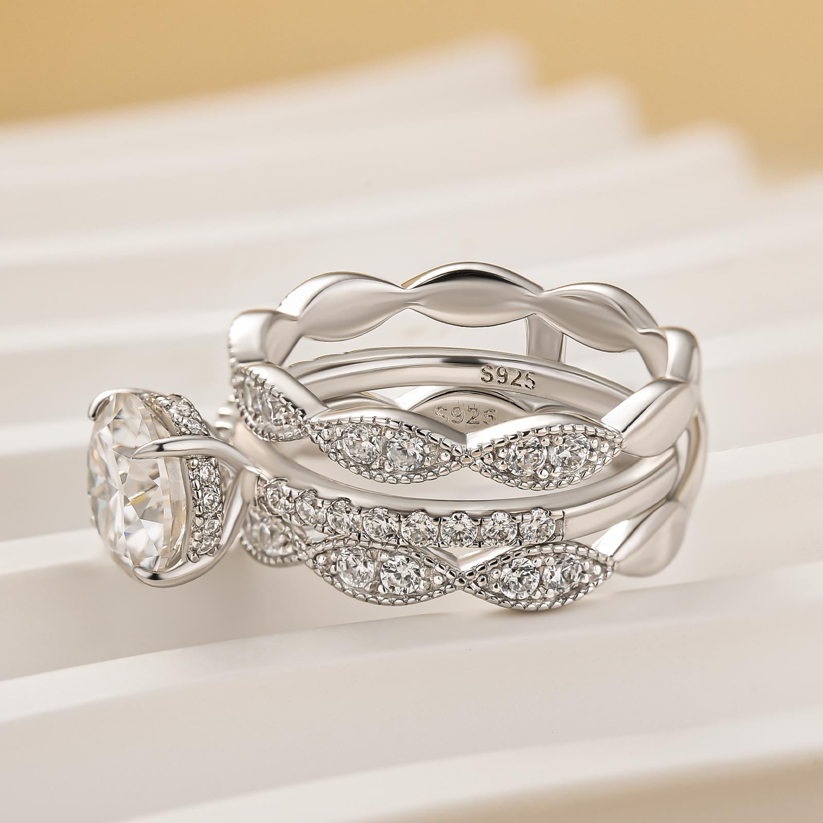 Louily Classic 2.0Ct Round Cut 2PC Wedding Ring Set For Women In Sterling Silver