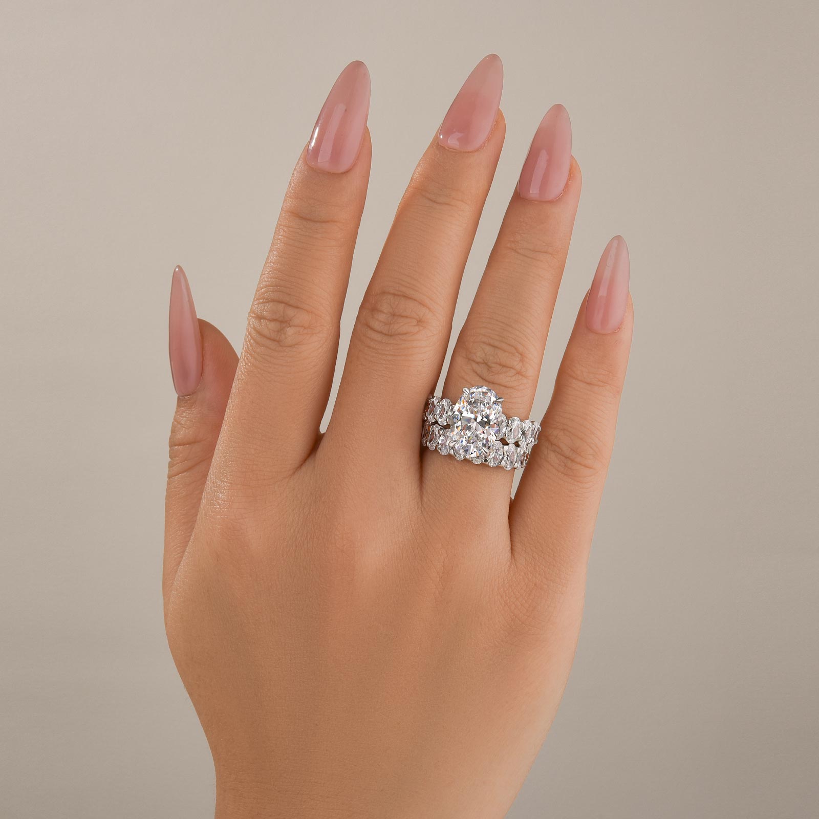 2PC 4.5Ct Wedding Ring Set Oval Cut Simulated Diamond Engagement Ring With Oval Cut Wedding Band