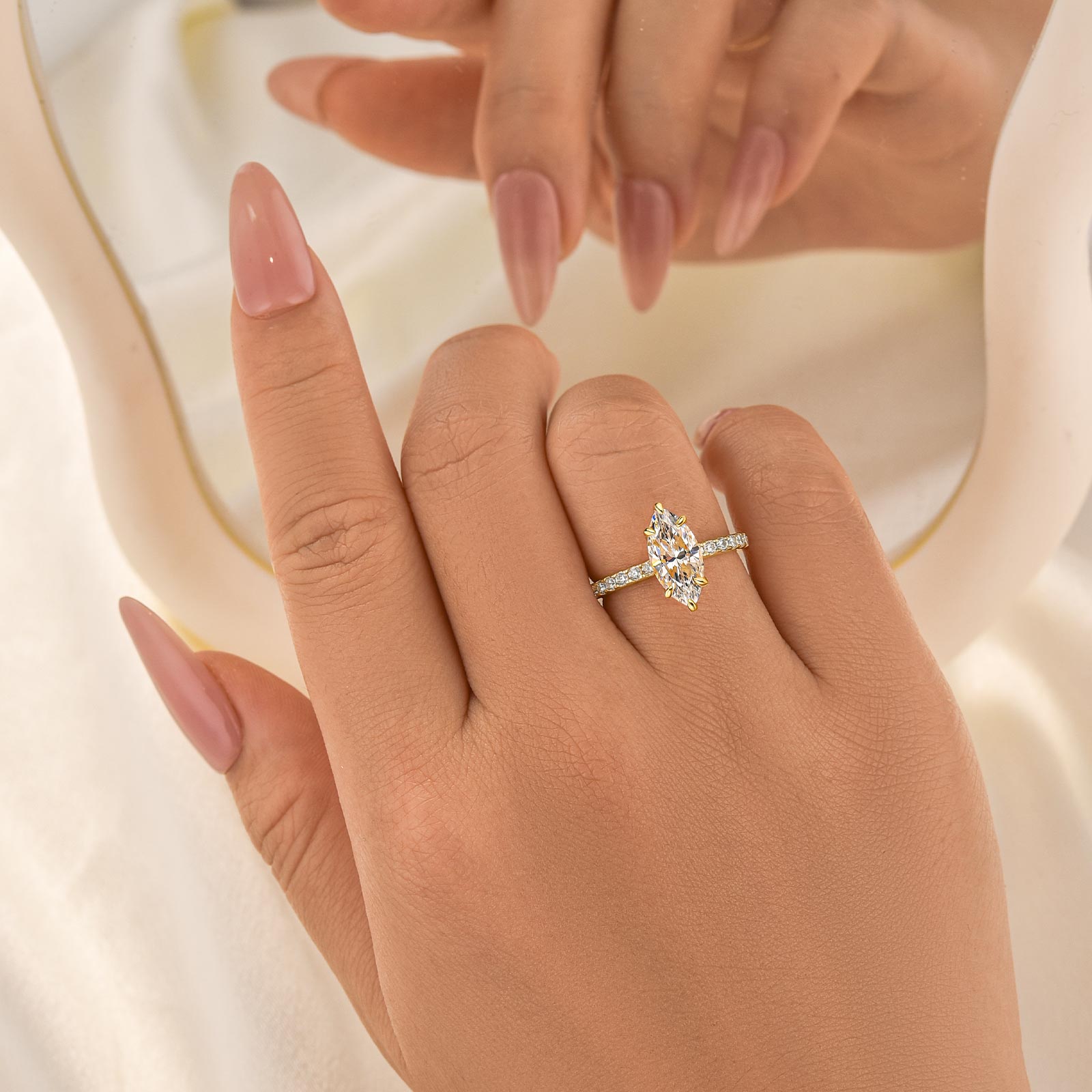 Elegant 2.0Ct Marquise Cut White Gold Engagement Ring