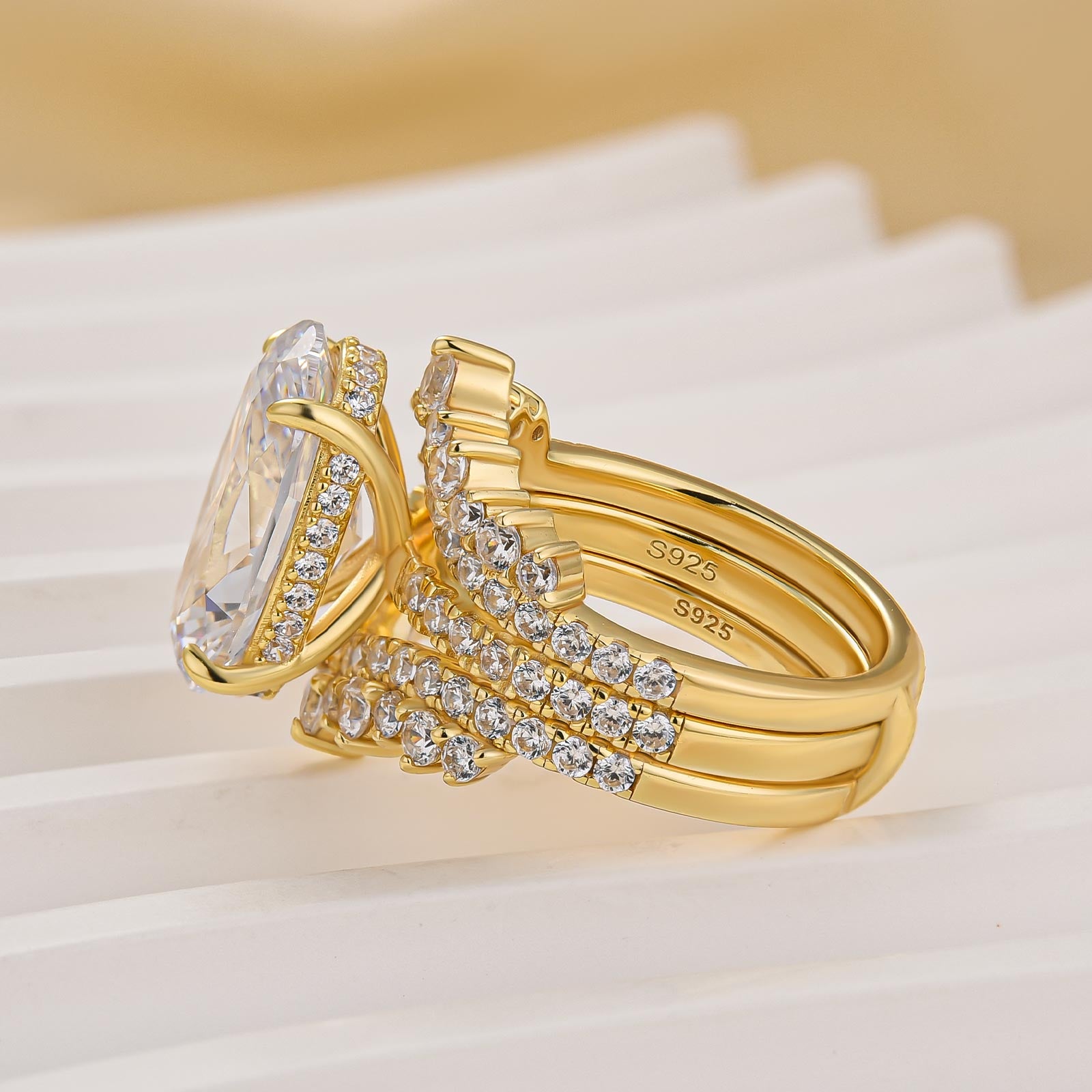 5.0 Ct Oval Cut Vintage Wedding Ring Set With Enhancer Wedding Band In Sterling Silver - louilyjewelry