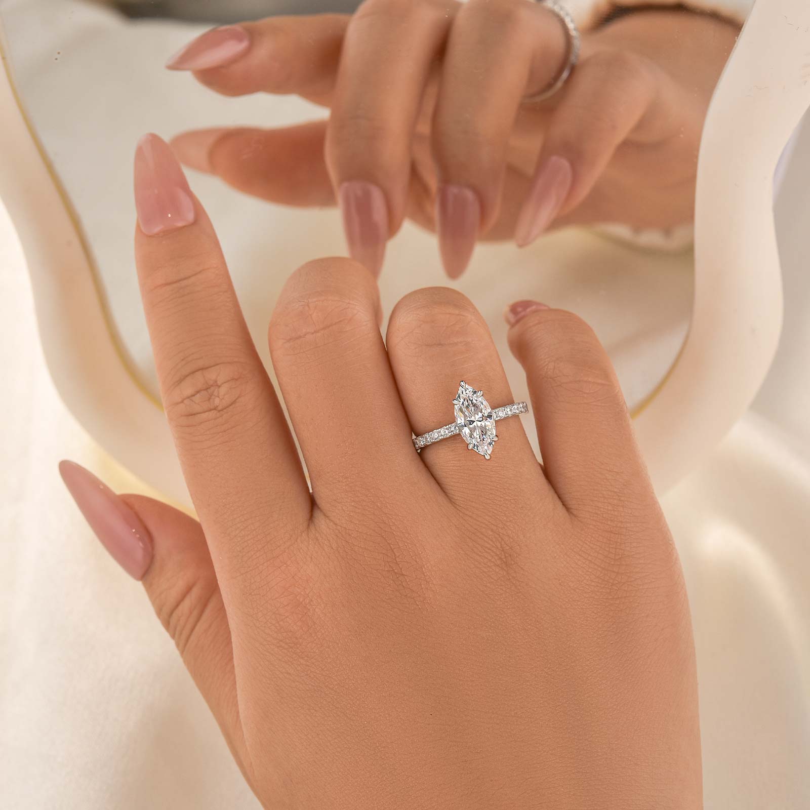 Elegant 2.0Ct Marquise Cut White Gold Engagement Ring